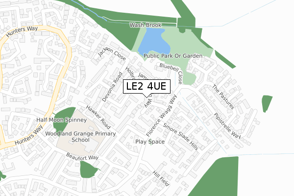 LE2 4UE map - large scale - OS Open Zoomstack (Ordnance Survey)