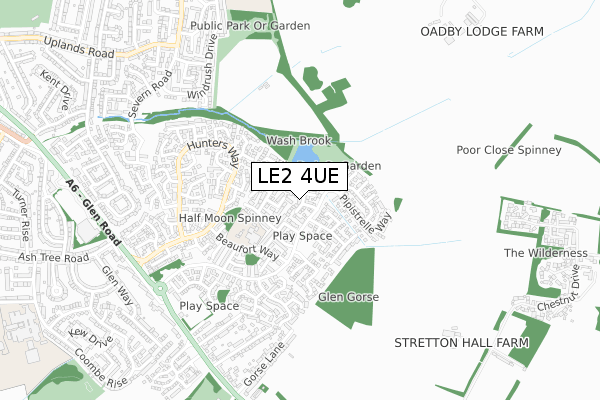 LE2 4UE map - small scale - OS Open Zoomstack (Ordnance Survey)