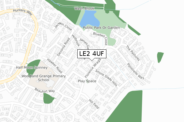 LE2 4UF map - large scale - OS Open Zoomstack (Ordnance Survey)