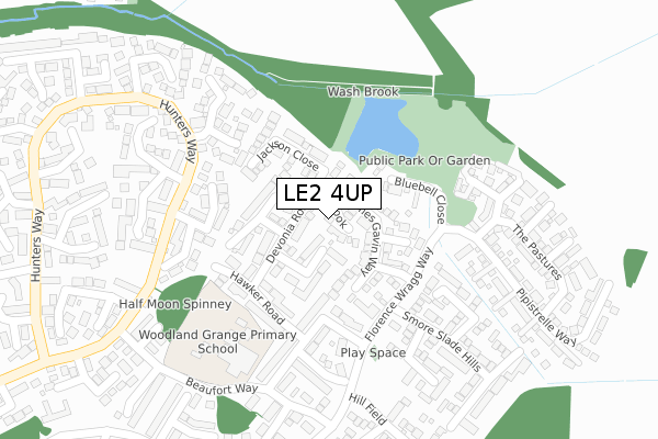 LE2 4UP map - large scale - OS Open Zoomstack (Ordnance Survey)