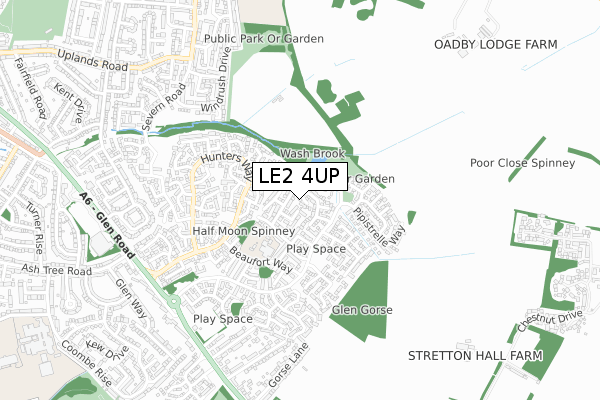LE2 4UP map - small scale - OS Open Zoomstack (Ordnance Survey)