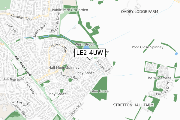 LE2 4UW map - small scale - OS Open Zoomstack (Ordnance Survey)
