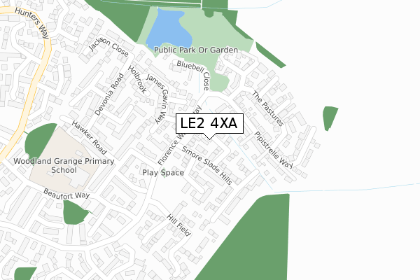 LE2 4XA map - large scale - OS Open Zoomstack (Ordnance Survey)