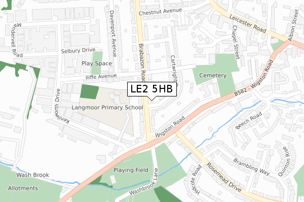 LE2 5HB map - large scale - OS Open Zoomstack (Ordnance Survey)