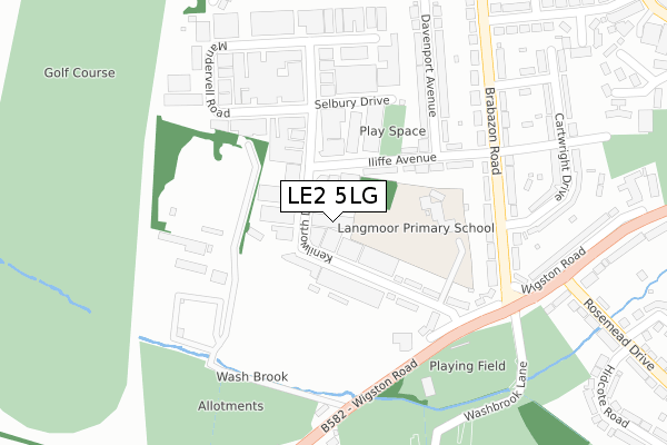 LE2 5LG map - large scale - OS Open Zoomstack (Ordnance Survey)