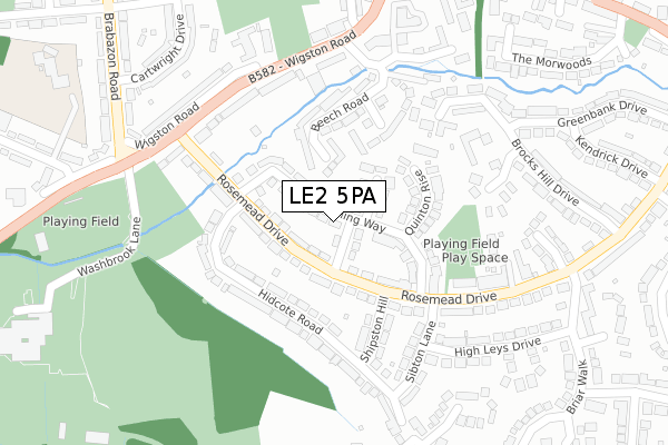 LE2 5PA map - large scale - OS Open Zoomstack (Ordnance Survey)