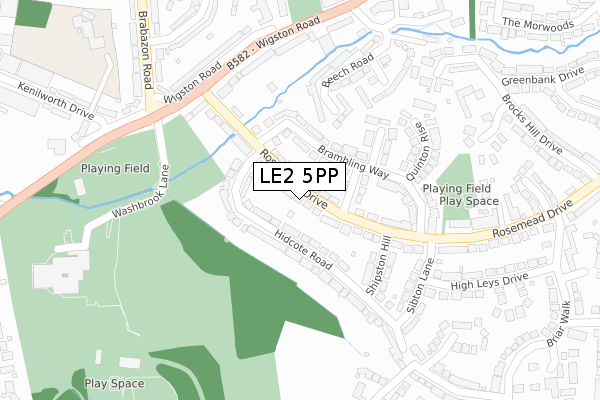 LE2 5PP map - large scale - OS Open Zoomstack (Ordnance Survey)
