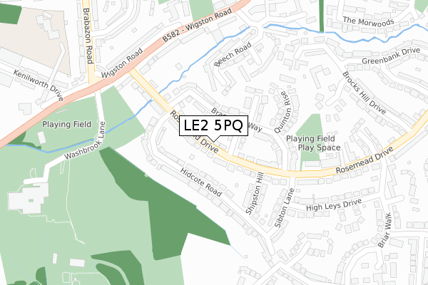 LE2 5PQ map - large scale - OS Open Zoomstack (Ordnance Survey)