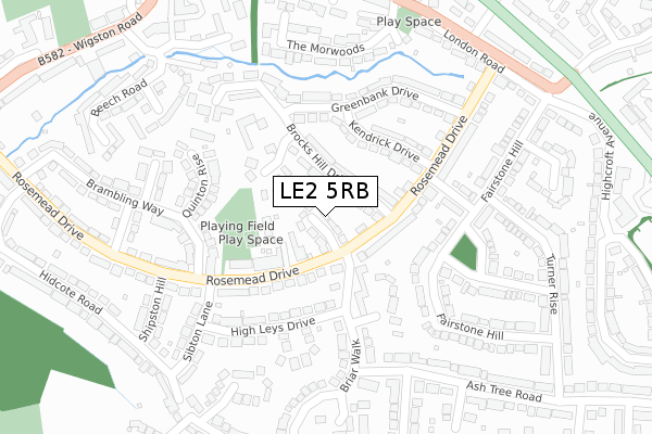 LE2 5RB map - large scale - OS Open Zoomstack (Ordnance Survey)