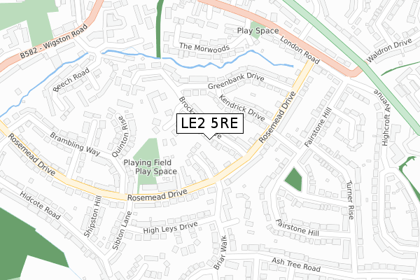 LE2 5RE map - large scale - OS Open Zoomstack (Ordnance Survey)