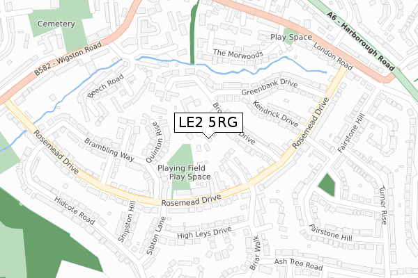 LE2 5RG map - large scale - OS Open Zoomstack (Ordnance Survey)