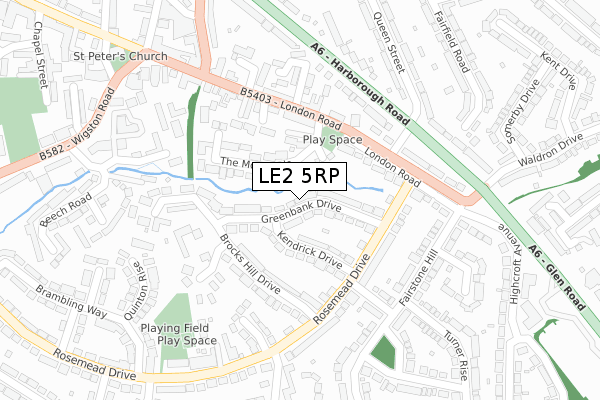 LE2 5RP map - large scale - OS Open Zoomstack (Ordnance Survey)