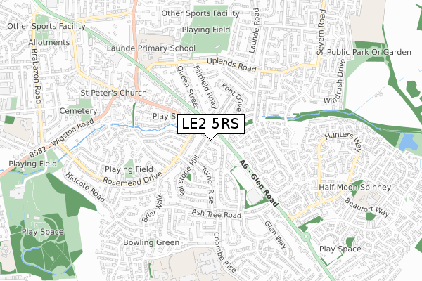 LE2 5RS map - small scale - OS Open Zoomstack (Ordnance Survey)