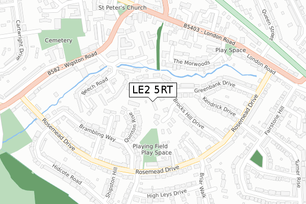 LE2 5RT map - large scale - OS Open Zoomstack (Ordnance Survey)