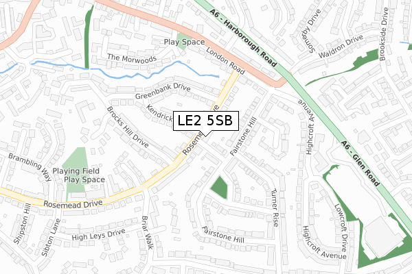 LE2 5SB map - large scale - OS Open Zoomstack (Ordnance Survey)