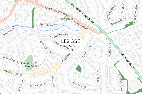 LE2 5SE map - large scale - OS Open Zoomstack (Ordnance Survey)