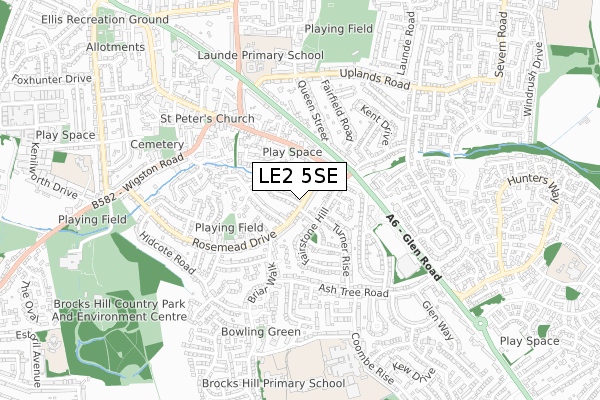 LE2 5SE map - small scale - OS Open Zoomstack (Ordnance Survey)