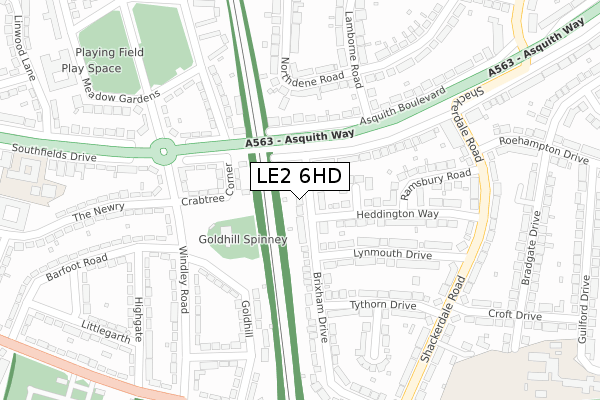LE2 6HD map - large scale - OS Open Zoomstack (Ordnance Survey)