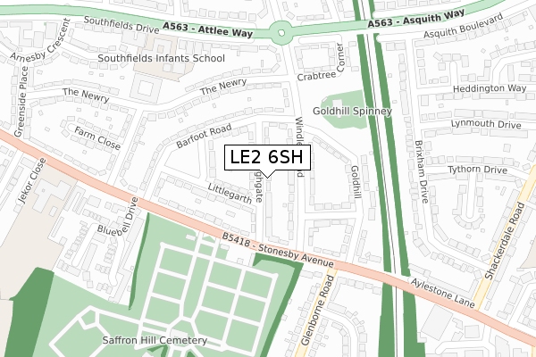 LE2 6SH map - large scale - OS Open Zoomstack (Ordnance Survey)