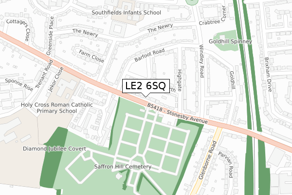 LE2 6SQ map - large scale - OS Open Zoomstack (Ordnance Survey)
