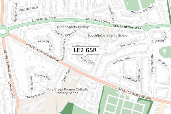 LE2 6SR map - large scale - OS Open Zoomstack (Ordnance Survey)