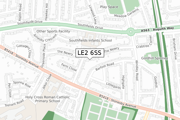 LE2 6SS map - large scale - OS Open Zoomstack (Ordnance Survey)