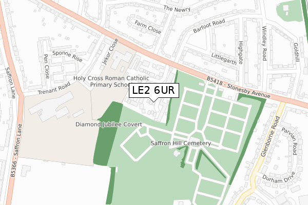 LE2 6UR map - large scale - OS Open Zoomstack (Ordnance Survey)