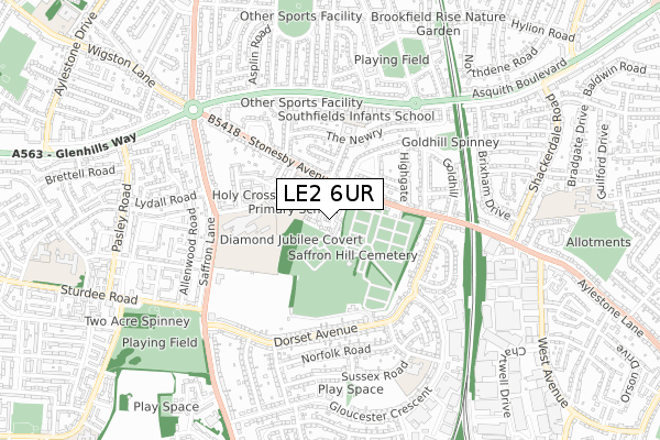 LE2 6UR map - small scale - OS Open Zoomstack (Ordnance Survey)