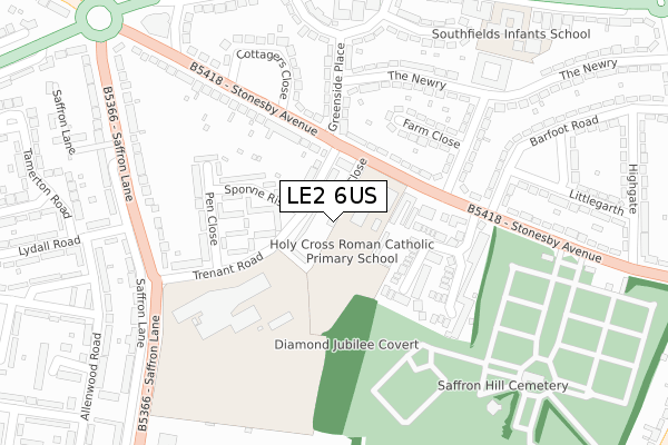 LE2 6US map - large scale - OS Open Zoomstack (Ordnance Survey)