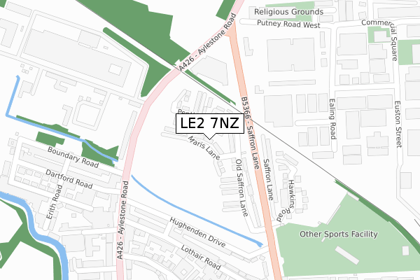 LE2 7NZ map - large scale - OS Open Zoomstack (Ordnance Survey)