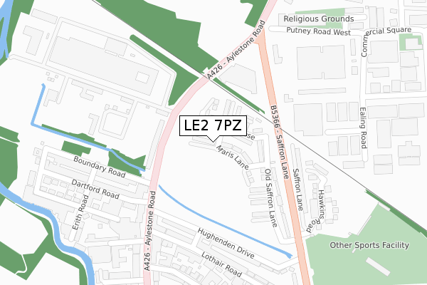 LE2 7PZ map - large scale - OS Open Zoomstack (Ordnance Survey)
