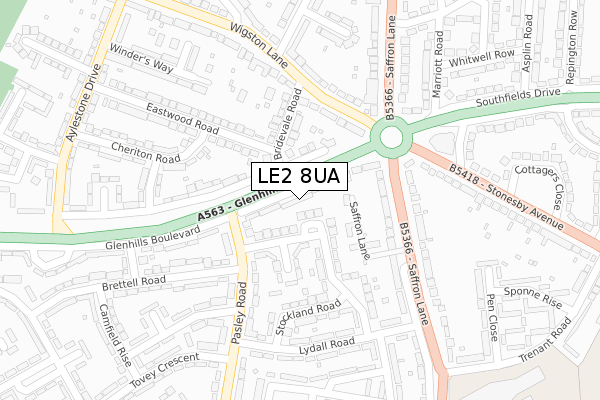 LE2 8UA map - large scale - OS Open Zoomstack (Ordnance Survey)