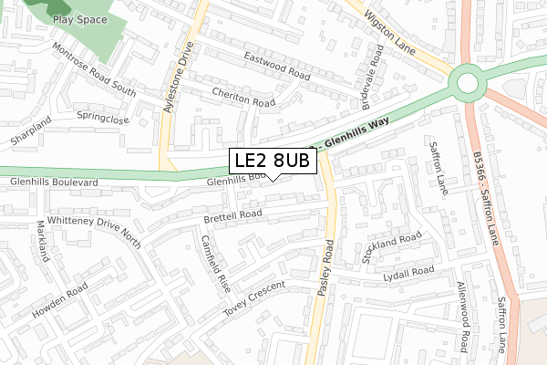 LE2 8UB map - large scale - OS Open Zoomstack (Ordnance Survey)