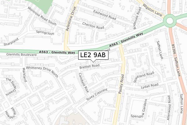 LE2 9AB map - large scale - OS Open Zoomstack (Ordnance Survey)