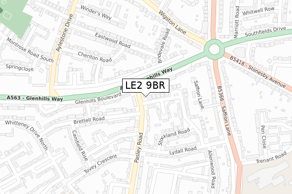 LE2 9BR map - large scale - OS Open Zoomstack (Ordnance Survey)