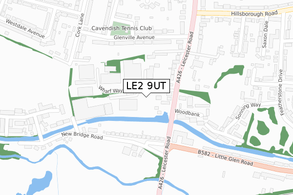 LE2 9UT map - large scale - OS Open Zoomstack (Ordnance Survey)