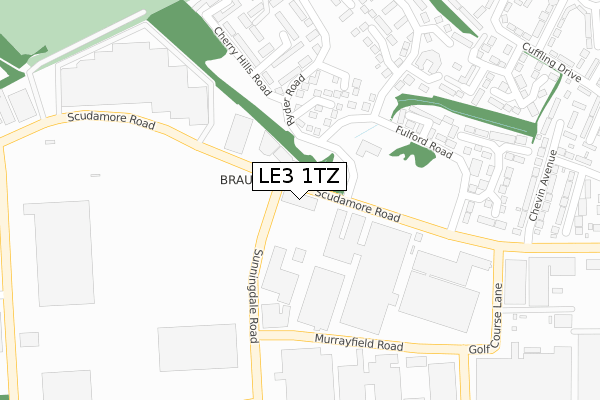 LE3 1TZ map - large scale - OS Open Zoomstack (Ordnance Survey)