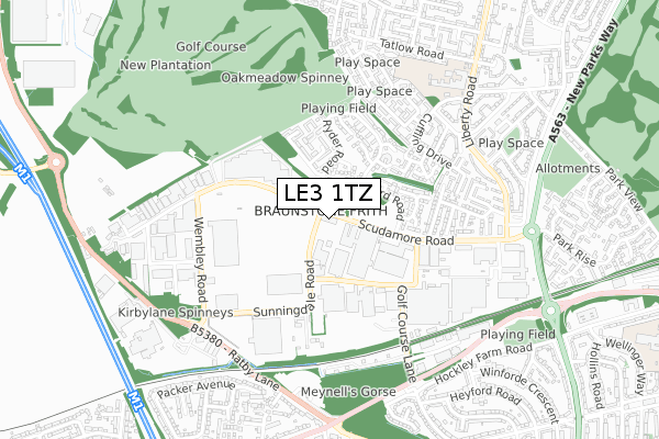 LE3 1TZ map - small scale - OS Open Zoomstack (Ordnance Survey)