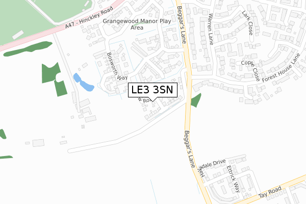LE3 3SN map - large scale - OS Open Zoomstack (Ordnance Survey)