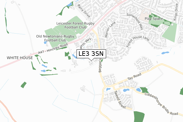 LE3 3SN map - small scale - OS Open Zoomstack (Ordnance Survey)