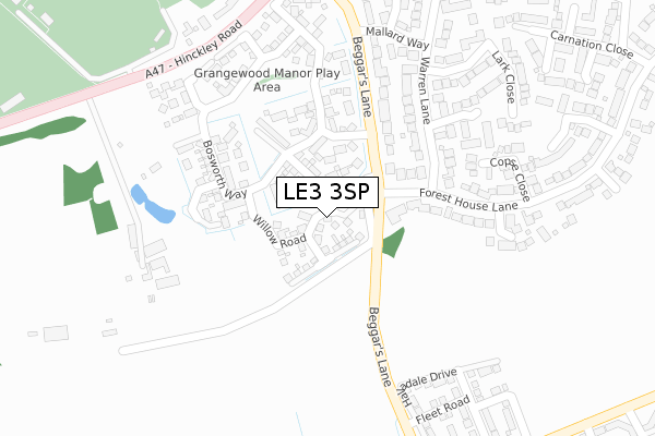 LE3 3SP map - large scale - OS Open Zoomstack (Ordnance Survey)
