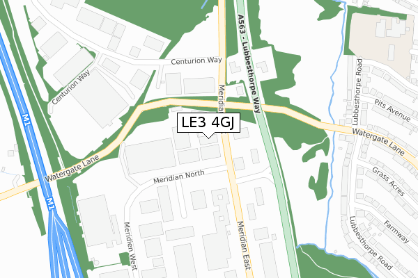 LE3 4GJ map - large scale - OS Open Zoomstack (Ordnance Survey)