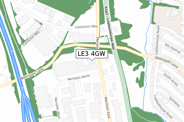 LE3 4GW map - large scale - OS Open Zoomstack (Ordnance Survey)