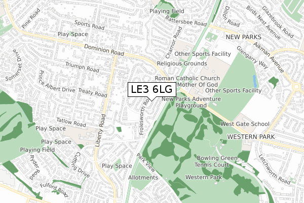 LE3 6LG map - small scale - OS Open Zoomstack (Ordnance Survey)