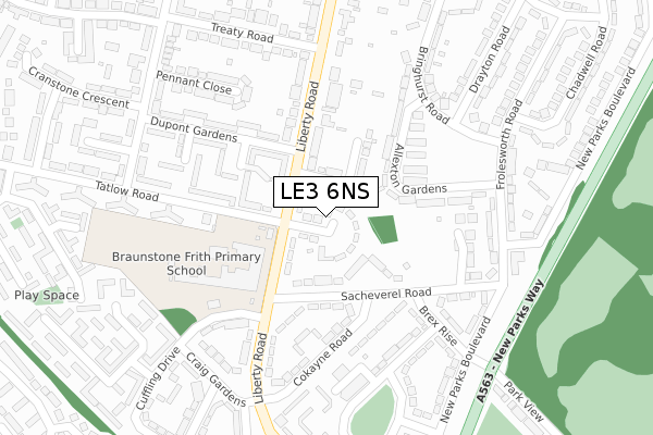 LE3 6NS map - large scale - OS Open Zoomstack (Ordnance Survey)