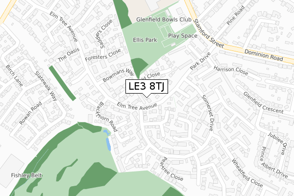 LE3 8TJ map - large scale - OS Open Zoomstack (Ordnance Survey) LE3 8TJ map - large scale - OS Open Zoomstack (Ordnance Survey)