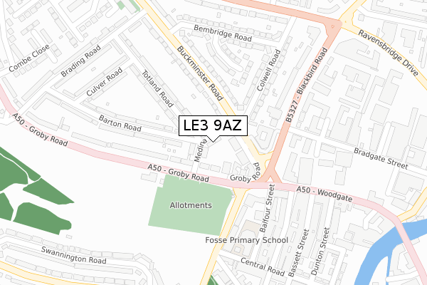 LE3 9AZ map - large scale - OS Open Zoomstack (Ordnance Survey) LE3 9AZ map - large scale - OS Open Zoomstack (Ordnance Survey)