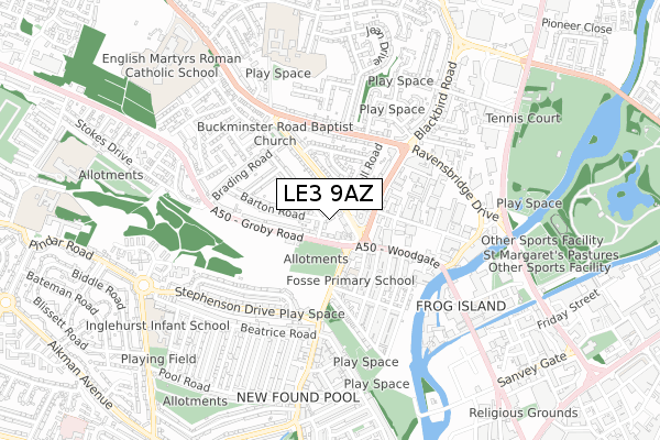 LE3 9AZ map - small scale - OS Open Zoomstack (Ordnance Survey) LE3 9AZ map - small scale - OS Open Zoomstack (Ordnance Survey)