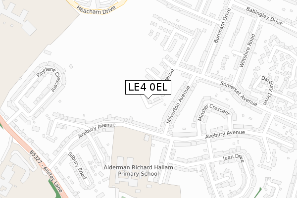 LE4 0EL map - large scale - OS Open Zoomstack (Ordnance Survey)