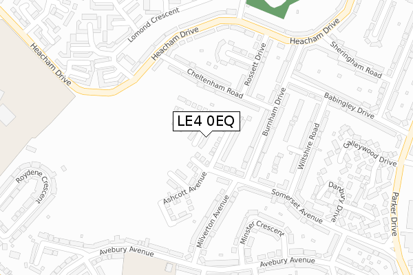 LE4 0EQ map - large scale - OS Open Zoomstack (Ordnance Survey)